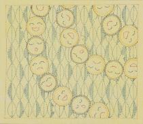 丸の中に笑った顔が描かれ幾つもの丸がつながっている作品