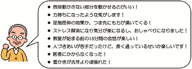 温水健康体操教室の参加者の声