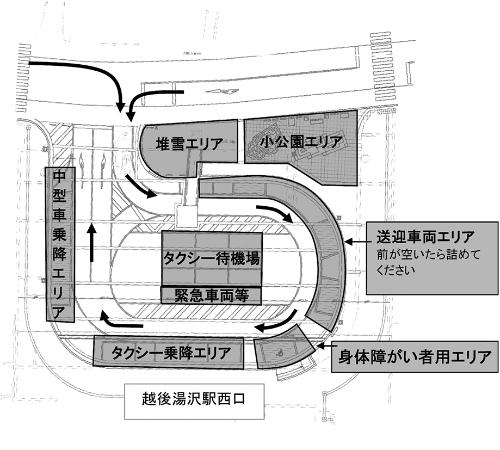 西口広場のエリア別のイラスト